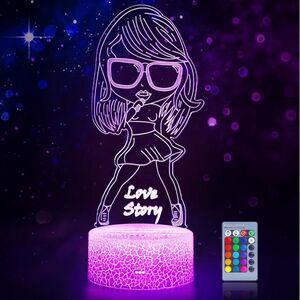 Taylor Swift Swiftie Home Decor Neon Rechargeable Remote Light 3D Illusion Lamp